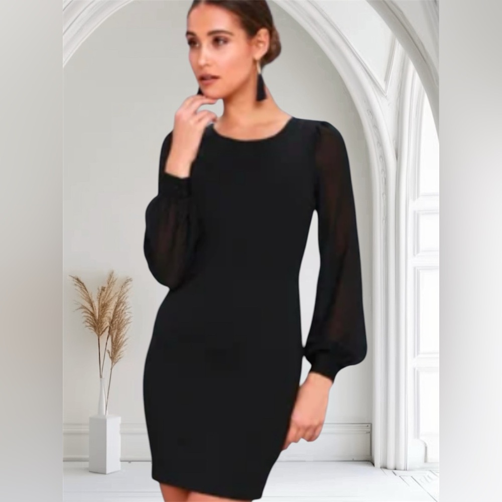 Lulus Poetic Love Black Long Sleeve Bodycon Dress